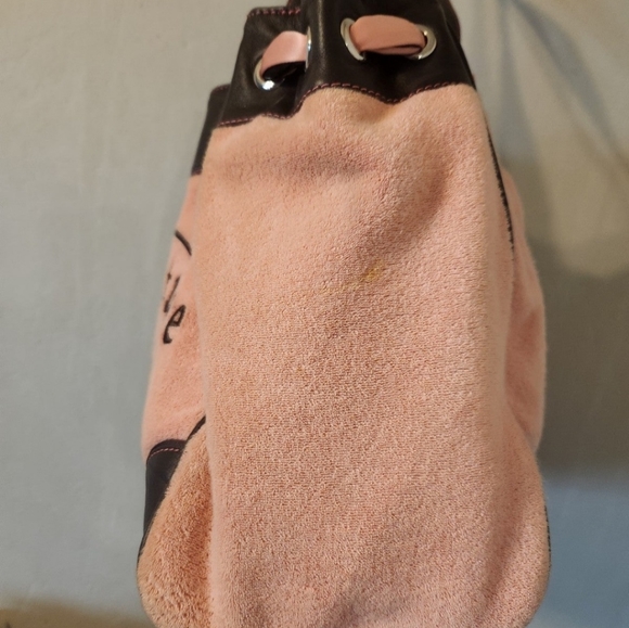 Vintage Juicy Couture Baby Pink Brown Terry Cloth Bag - Picture 2 of 12